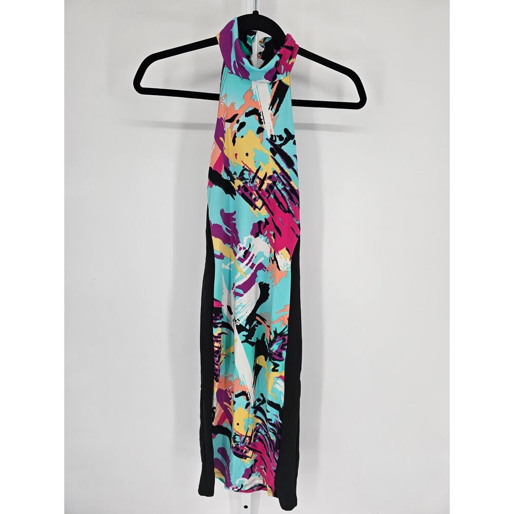 Nicki Minaj Women's Multicolored Tie-Dye Sleeveless Halter-Neck Dress Size M
